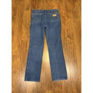 Wrangler Jeans Mens 38x34 Blue Cowboy Cut Distressed Western Boots Denim